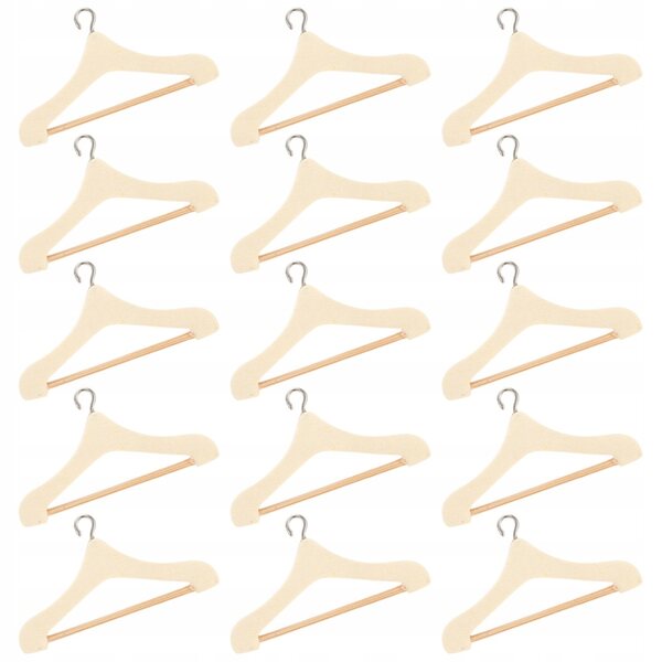 Lot de 15 mini cintres en bois pour vêtements de poupée Beige 5,3x3 cm
