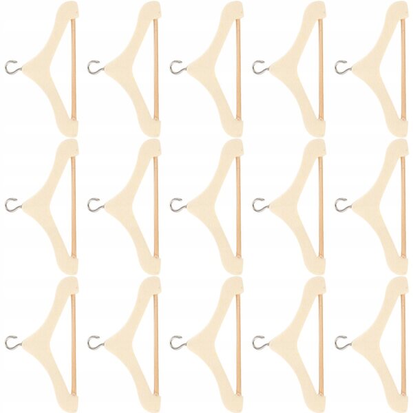 Lot de 15 mini cintres en bois pour vêtements de poupée Beige 5,3x3 cm