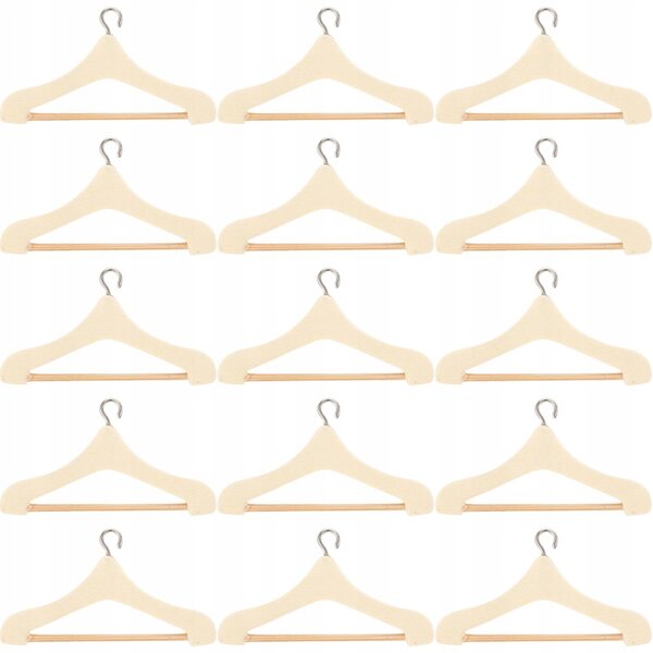 Lot de 15 mini cintres en bois pour vêtements de poupée Beige 5,3x3 cm