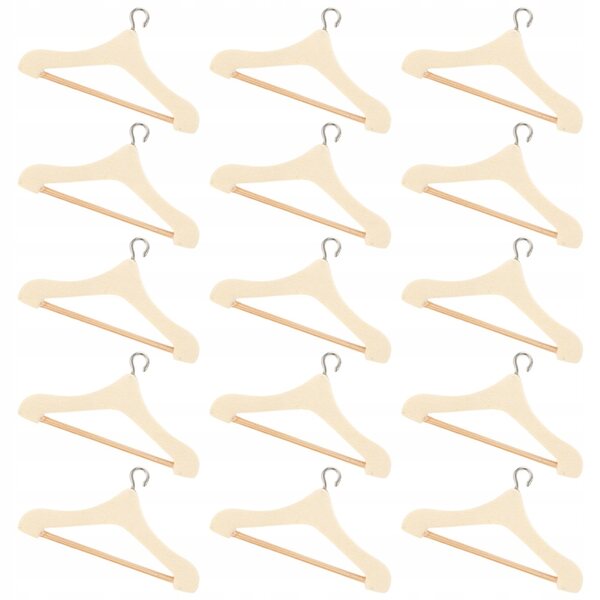 Lot de 15 mini cintres en bois pour vêtements de poupée Beige 5,3x3 cm