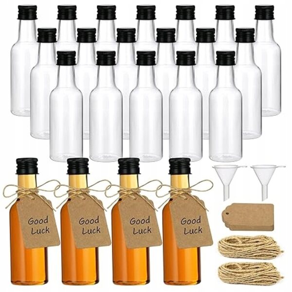Mini bottiglie di plastica 50 ml con coperchio set da 18 pezzi resistente e versatile