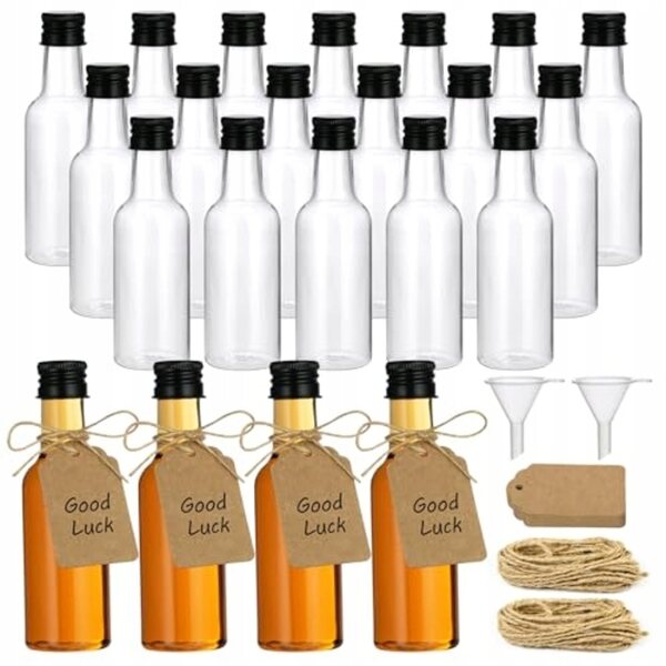 Mini bottiglie di plastica 50 ml con coperchio set da 18 pezzi resistente e versatile
