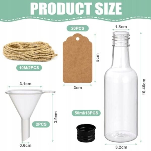 Mini bottiglie di plastica 50 ml con coperchio set da 18 pezzi resistente e versatile