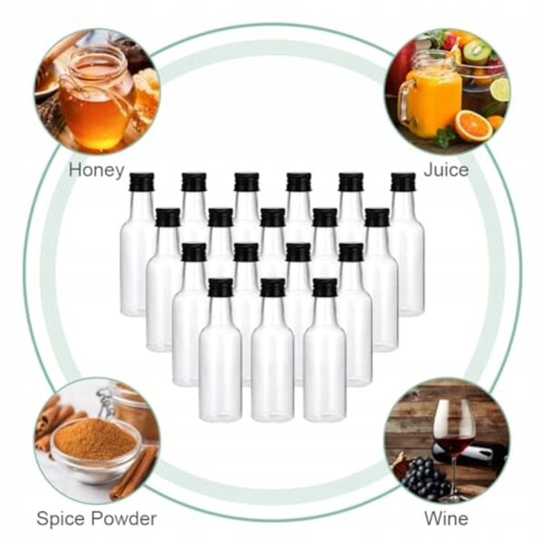 Mini bottiglie di plastica 50 ml con coperchio set da 18 pezzi resistente e versatile