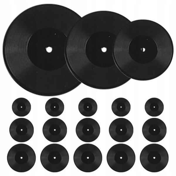 Set da 18 Mini Piattti Vinili Neri per Decorazione Casa delle Bambole