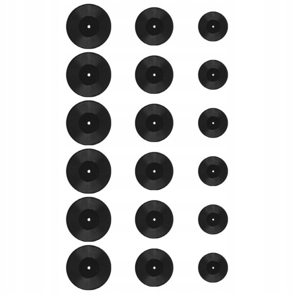 Set da 18 Mini Piattti Vinili Neri per Decorazione Casa delle Bambole