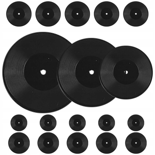 Set da 18 Mini Piattti Vinili Neri per Decorazione Casa delle Bambole