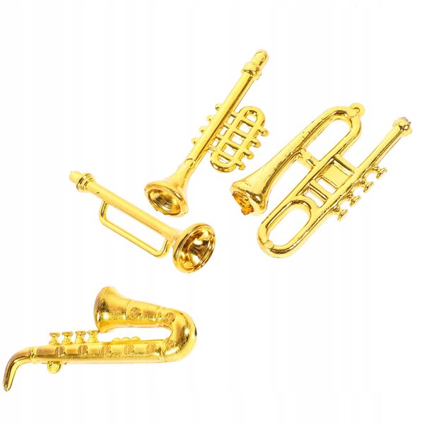 Mini strumenti musicali dorati in plastica per decorazioni di interni in miniatura