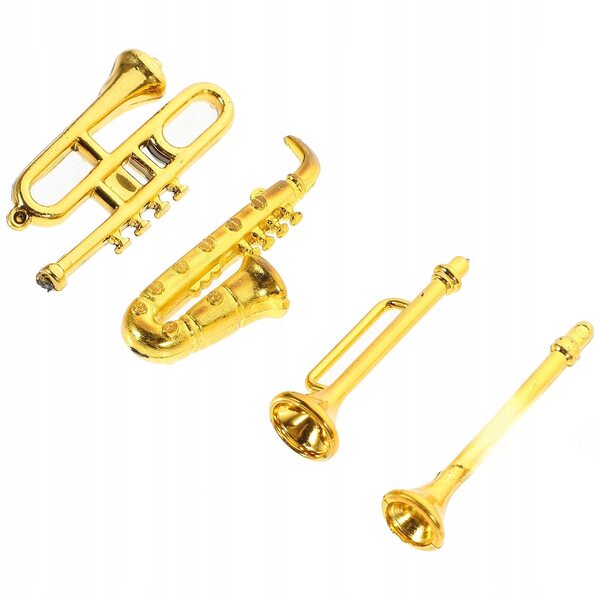 Mini strumenti musicali dorati in plastica per decorazioni di interni in miniatura