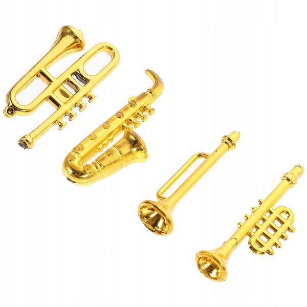 Mini strumenti musicali dorati in plastica per decorazioni di interni in miniatura