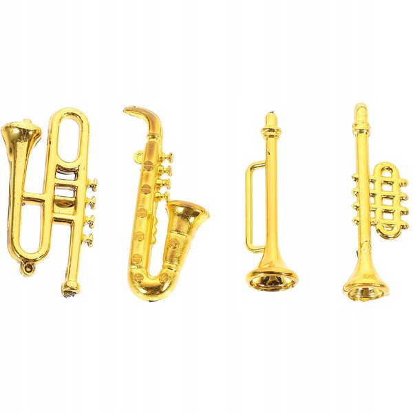 Mini strumenti musicali dorati in plastica per decorazioni di interni in miniatura