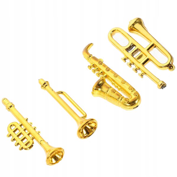 Mini strumenti musicali dorati in plastica per decorazioni di interni in miniatura