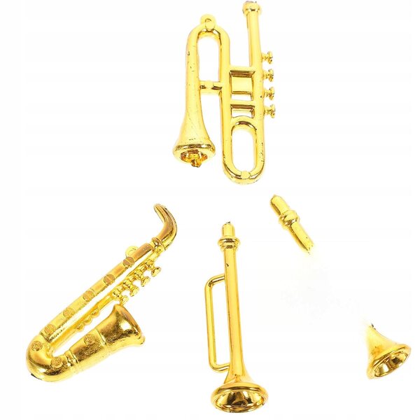 Mini strumenti musicali dorati in plastica per decorazioni di interni in miniatura