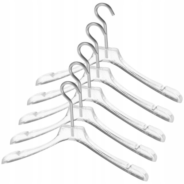 Set 5 Mini Appendini Trasparenti per Vestiti delle Bambole in Plastica e Metallo