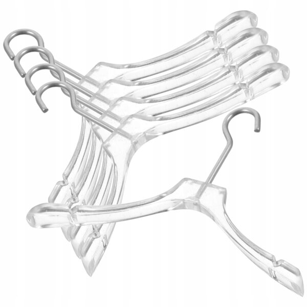 Set 5 Mini Appendini Trasparenti per Vestiti delle Bambole in Plastica e Metallo