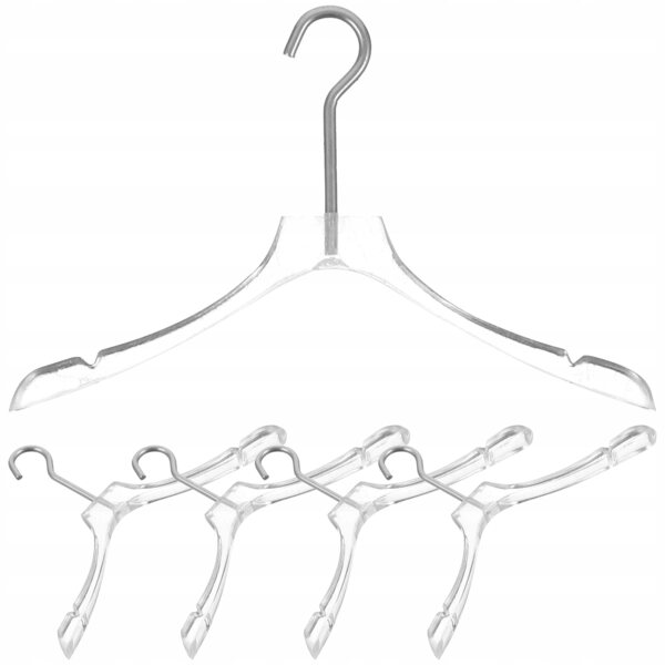 Set 5 Mini Appendini Trasparenti per Vestiti delle Bambole in Plastica e Metallo