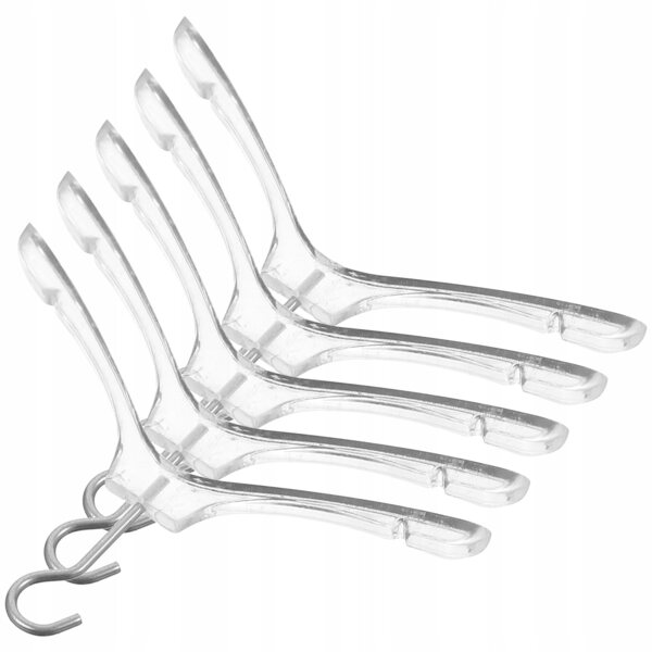 Set 5 Mini Appendini Trasparenti per Vestiti delle Bambole in Plastica e Metallo
