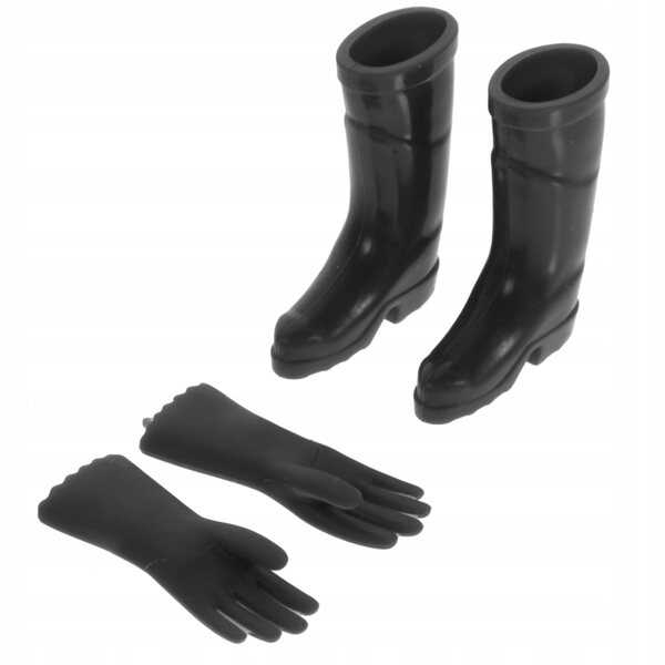 Miniatur-Regenschuhe und Handschuhe-Set für Puppenhäuser, Schwarz