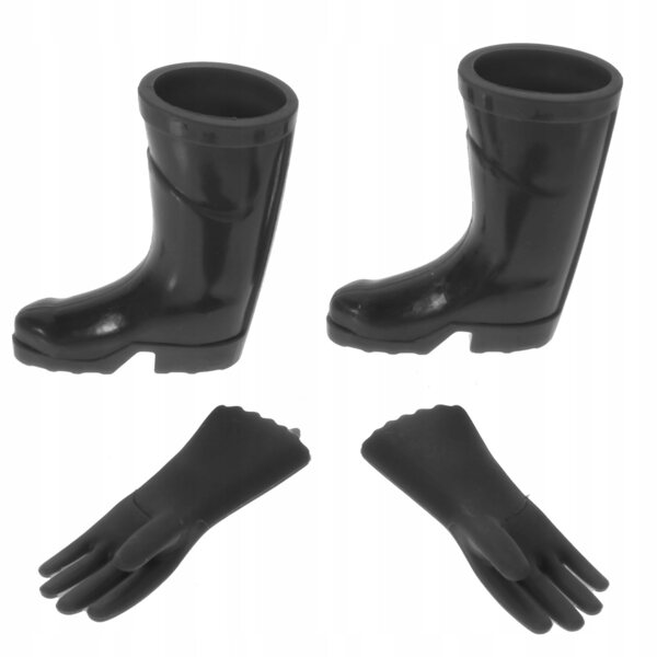 Set Mini Scarpe Antipioggia e Guanti in Miniatura per Case delle Bambole Nero