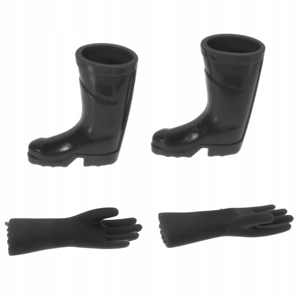 Set Mini Scarpe Antipioggia e Guanti in Miniatura per Case delle Bambole Nero