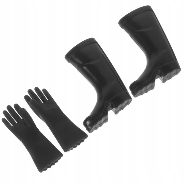 Set Mini Scarpe Antipioggia e Guanti in Miniatura per Case delle Bambole Nero