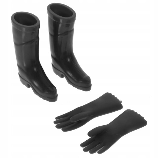 Set Mini Scarpe Antipioggia e Guanti in Miniatura per Case delle Bambole Nero