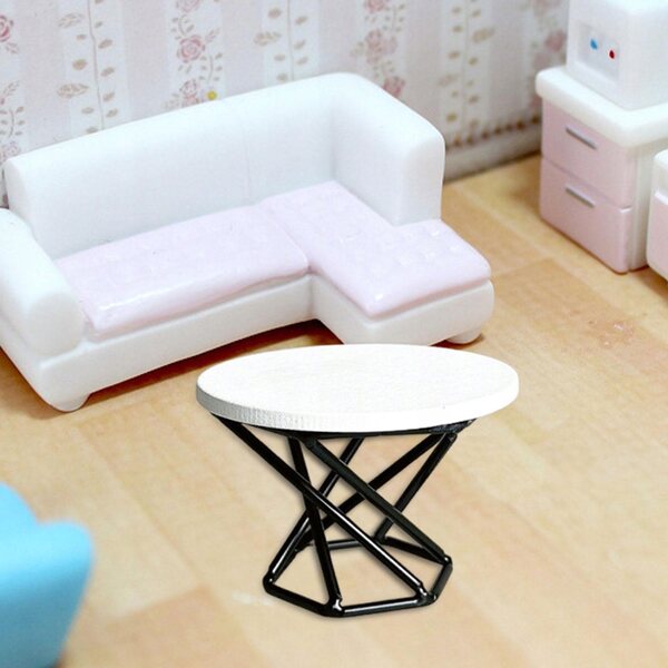 1:12 Mini-Puppenhaus-Couchtisch mit realistischen Details, Schwarz