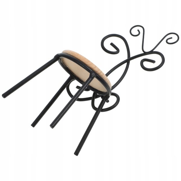 Mini Sedia Nera in Legno e Ferro per Casa delle Bambole e Decorazioni