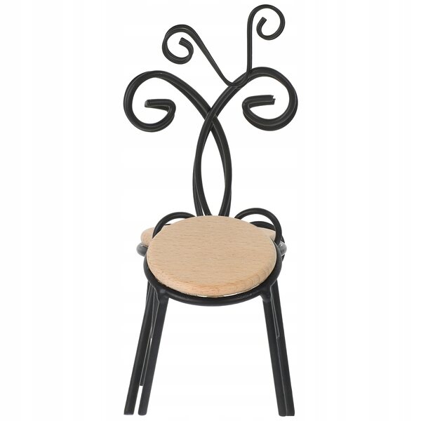 Mini Sedia Nera in Legno e Ferro per Casa delle Bambole e Decorazioni