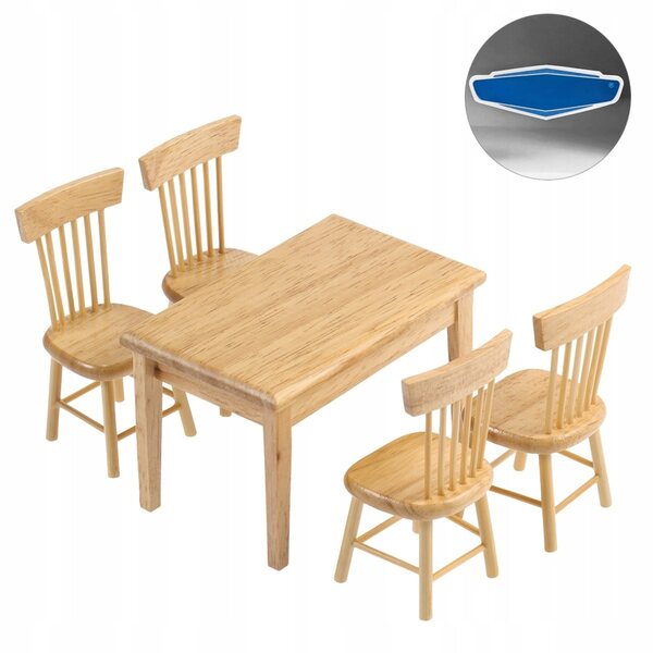 5-teiliges Set Mini-Holzmöbel für Puppenhäuser in natürlicher Holzfarbe