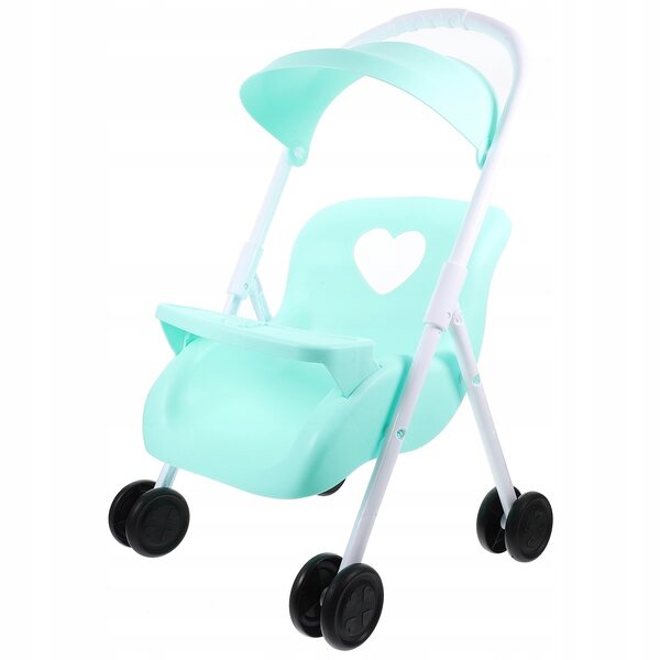 Leichter und sicherer Puppenwagen, hellgrüne Farbe, 42 x 26 cm