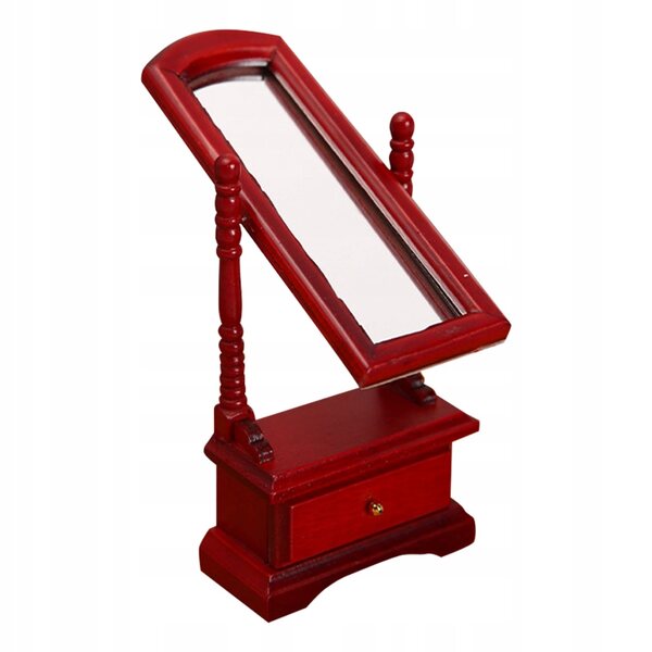 Mini Specchio Rosso in Legno per Casa delle Bambole, Decorazione e Gioco