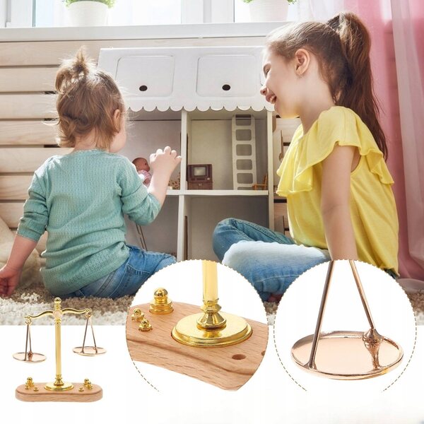 Mini bilancia vintage in lega di zinco per decorazioni e giochi per bambini