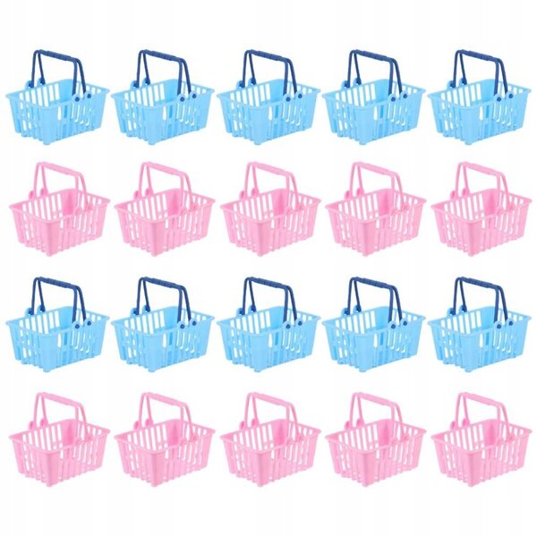 Mini cestini per giocattoli e negozio, set 20 pezzi colorato con manico