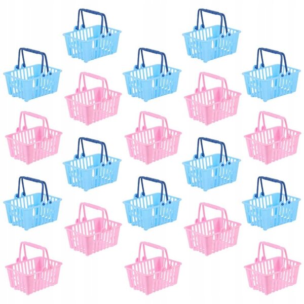 Mini cestini per giocattoli e negozio, set 20 pezzi colorato con manico