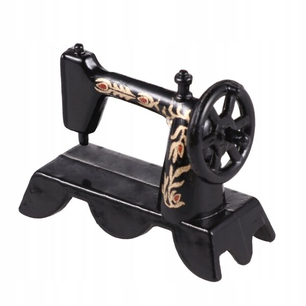 1:12 Mini-Nähmaschinendekoration aus schwarzem Metall für Puppenhäuser