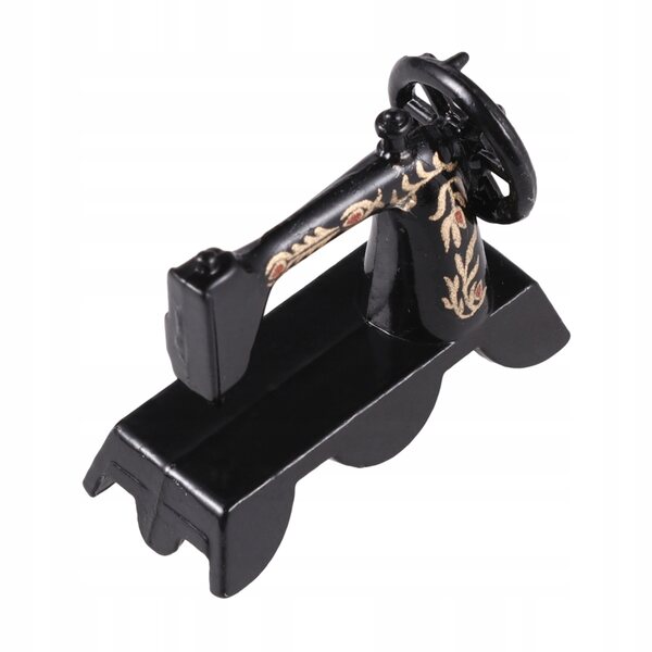 1:12 Mini-Nähmaschinendekoration aus schwarzem Metall für Puppenhäuser