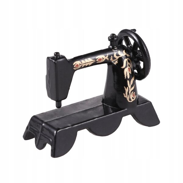 1:12 Mini-Nähmaschinendekoration aus schwarzem Metall für Puppenhäuser