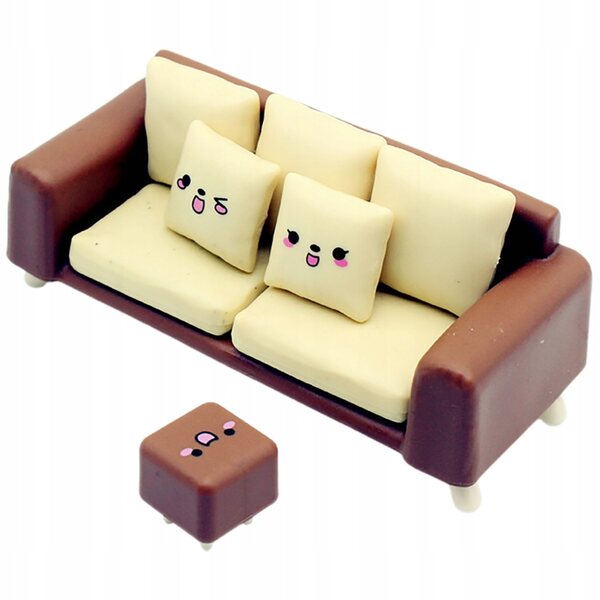 Mini Sofa e Sgabello in Plastica Multicolore per Casa delle Bambole, Realistici e Decorativi