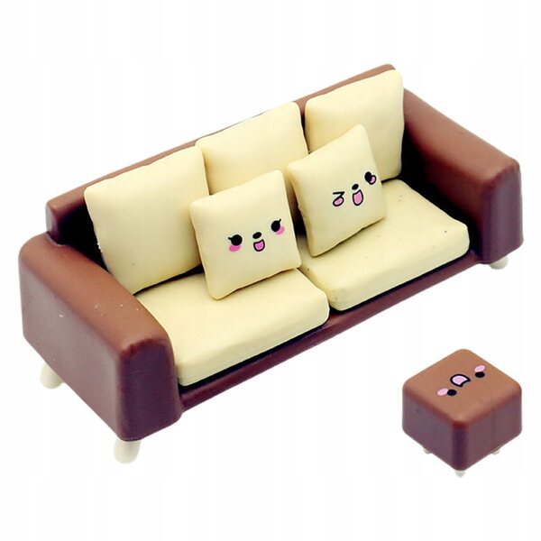 Mini Sofa e Sgabello in Plastica Multicolore per Casa delle Bambole, Realistici e Decorativi