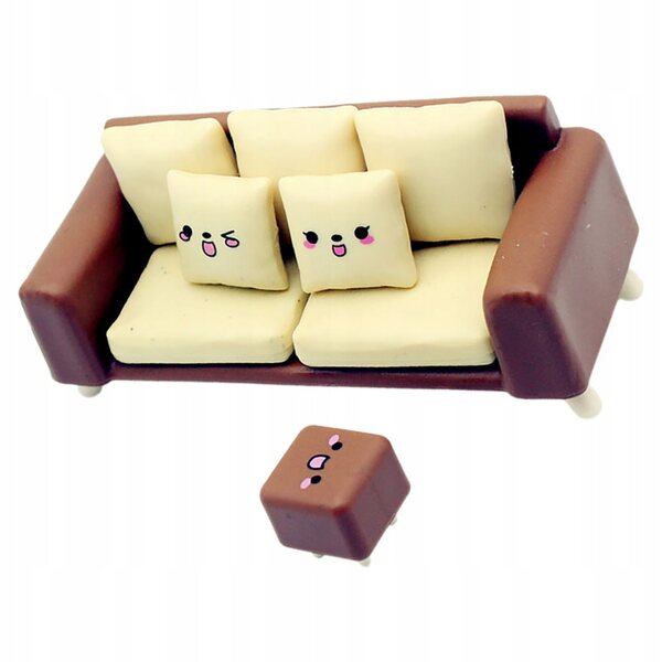 Mini Sofa e Sgabello in Plastica Multicolore per Casa delle Bambole, Realistici e Decorativi