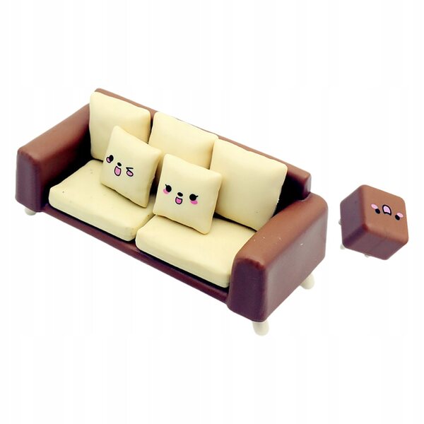 Mini Sofa e Sgabello in Plastica Multicolore per Casa delle Bambole, Realistici e Decorativi