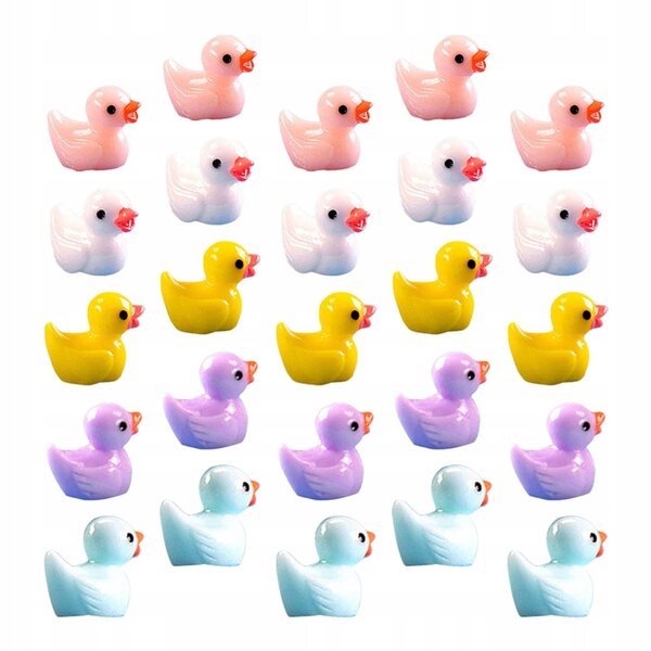 60 Mini-Entenküken aus mehrfarbigem Harz für Dekorationen und Gartenarbeiten