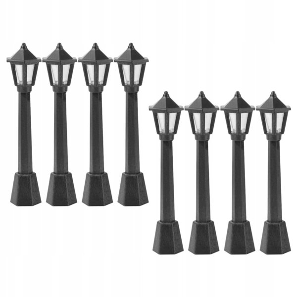 Lot de 8 mini lampadaires en plastique pour modelage de décorations et dioramas