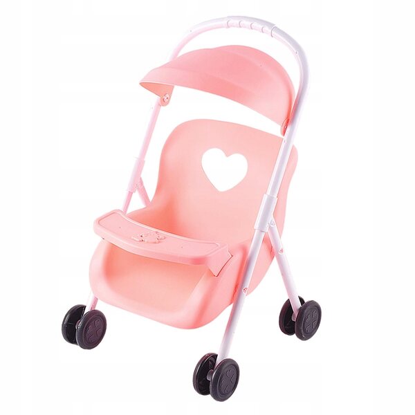 Passeggino Pieghevole per Bambole in Legno e Plastica Rosa per Bambini