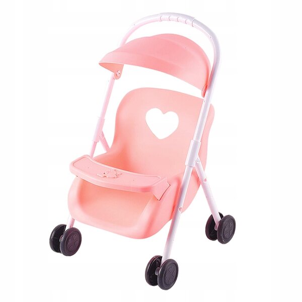 Passeggino Pieghevole per Bambole in Legno e Plastica Rosa per Bambini