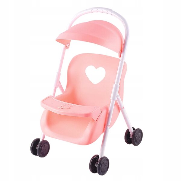 Passeggino Pieghevole per Bambole in Legno e Plastica Rosa per Bambini