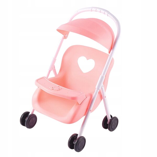 Passeggino Pieghevole per Bambole in Legno e Plastica Rosa per Bambini