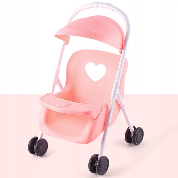 Passeggino Pieghevole per Bambole in Legno e Plastica Rosa per Bambini
