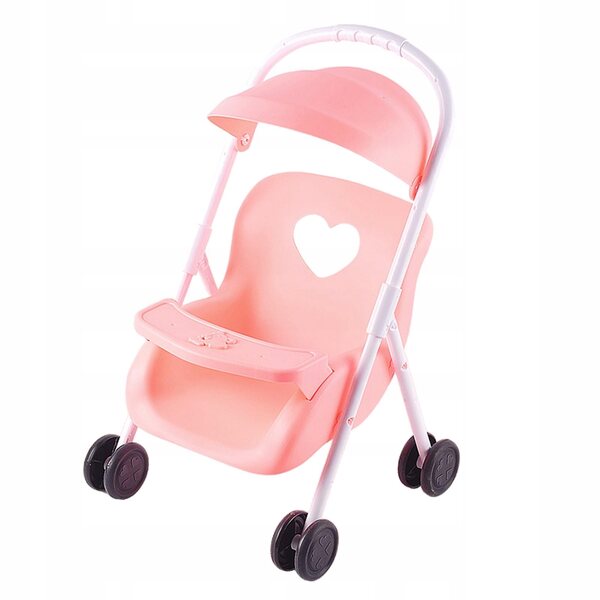 Passeggino Pieghevole per Bambole in Legno e Plastica Rosa per Bambini